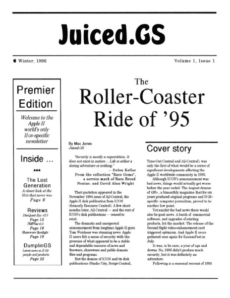 Juiced.GS Volume 1, Issue 1 (Winter 1996)